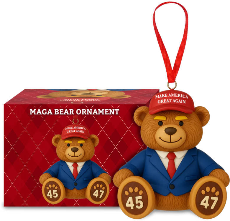 Patriotic MAGA Teddy Bear Christmas Ornament – Limited Edition Trump Collectible Holiday Decoration